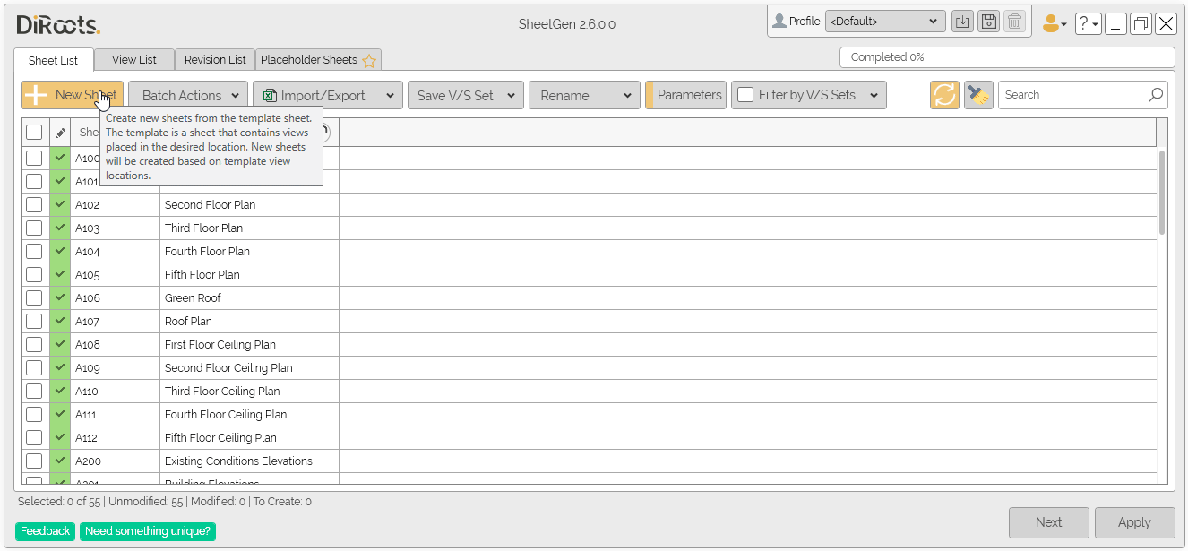 SheetGen placeholder sheets