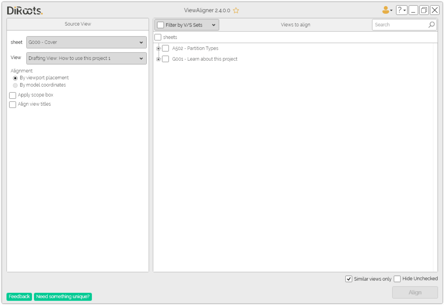 View Aligner Select Source